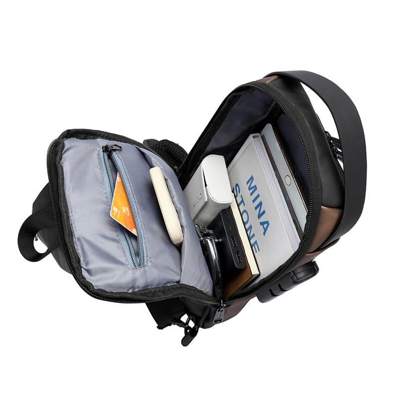 Premium Anti-Theft Crossbody Sling Bag with Number Lock, Waterproof Travel Chest Bag, Multi-Compartment Shoulder Pack for Phone, Wallet, Passport, Office, College and Daily Use