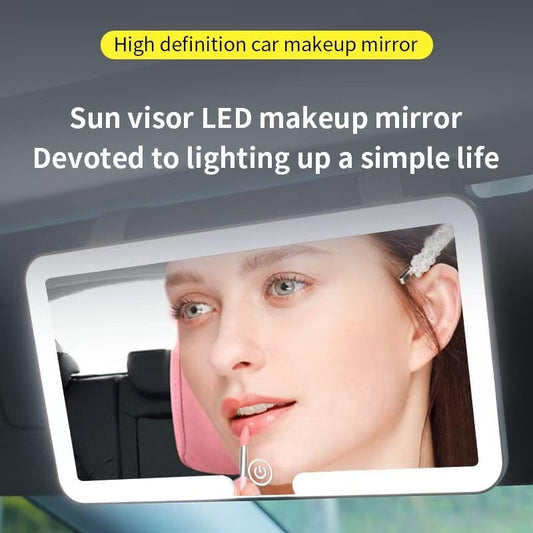 Car Vanity Mirror for Sun Visor, Clip-On Makeup Mirror with LED Light, Car Makeup Mirror for Travel and Daily Commute