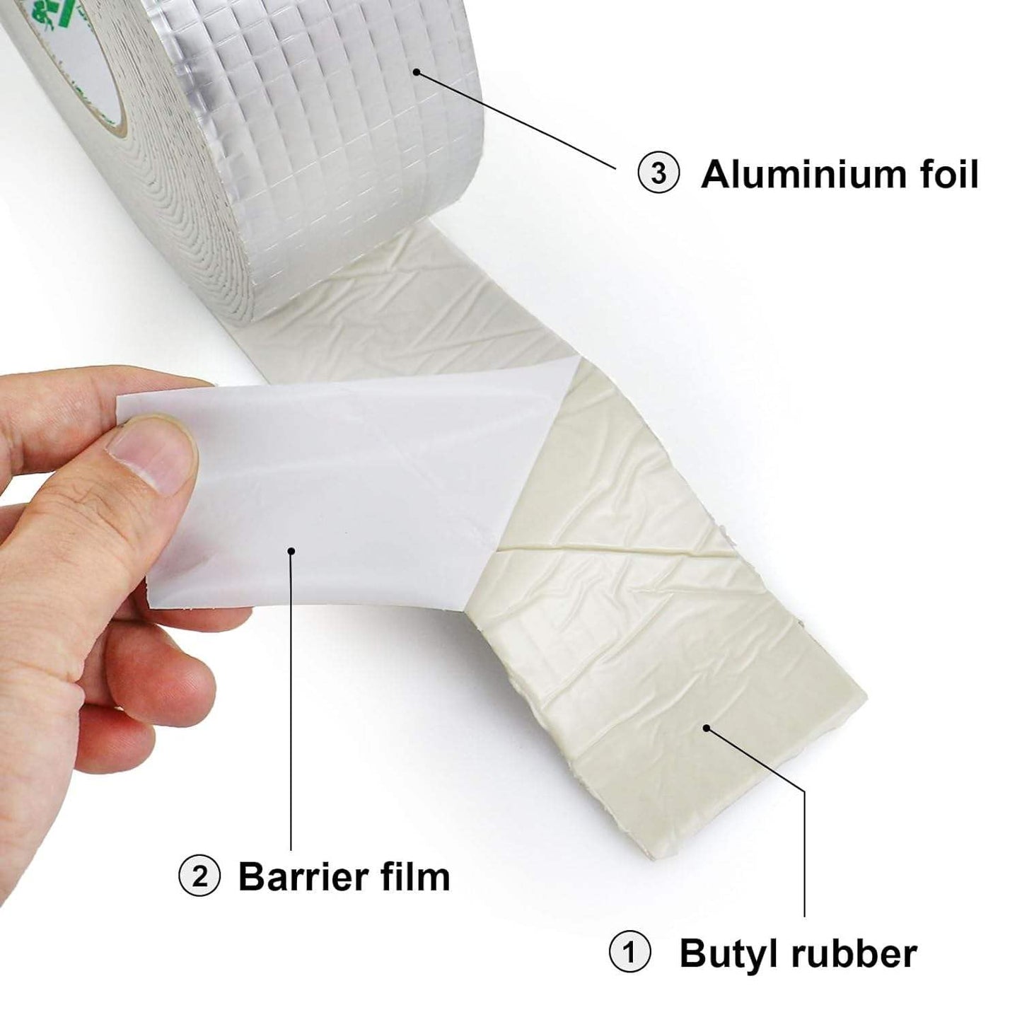 Waterproof Aluminium Butyl Tape 4 Inch x 5 Meter, Self-Adhesive Aluminium Foil Sealing Tape for Roof, Pipe, Gutter, Window Gap and Surface Crack Repair, Silver