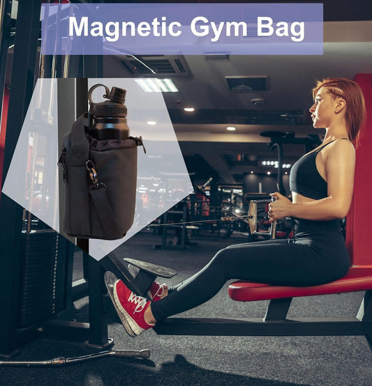 Magnetic Gym Bag with Water Bottle Holder, Compact Sports Sling Pouch for Workout, Fitness Training and Outdoor Activities, Magnetic Bottle Carrier for Men and Women