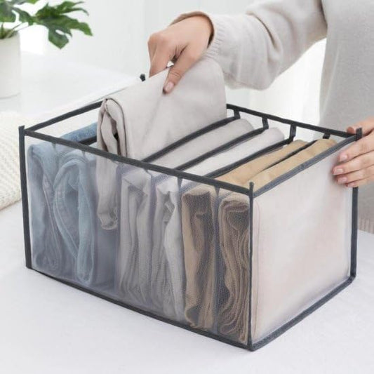 Drawer & Wardrobe Clothes Organizer – 7 Grid Foldable Storage Box