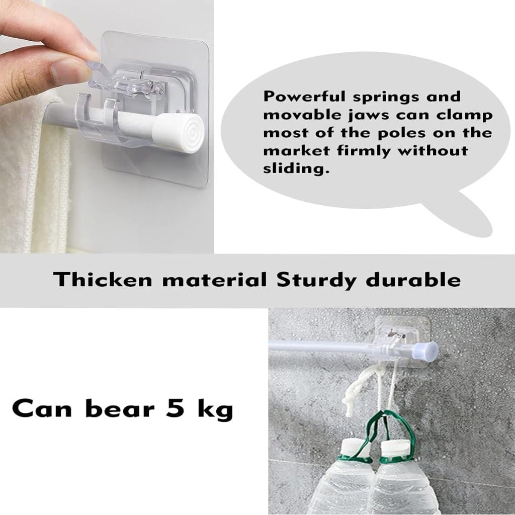 Self-Adhesive Curtain Rod Hooks – No-Drill Adjustable Wall Brackets