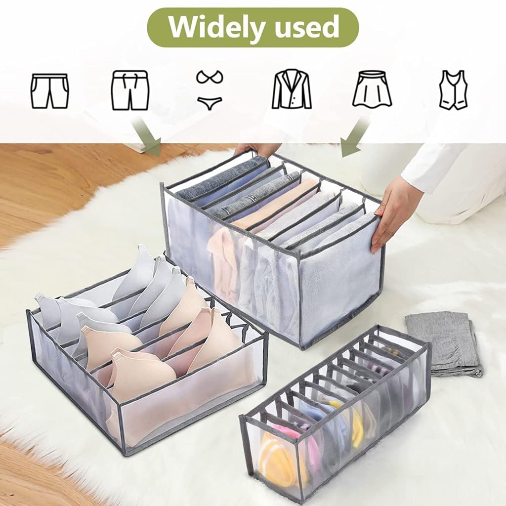 Drawer & Wardrobe Clothes Organizer – 7 Grid Foldable Storage Box