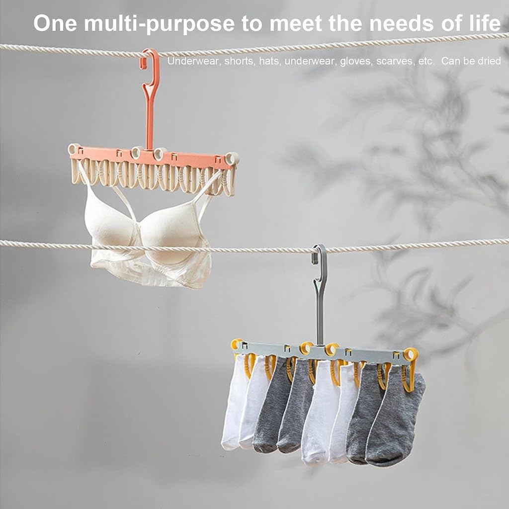 Rotating Clothes Hanger with Clips – Space-Saving Peg Hanger for Socks, Underwear & Towels