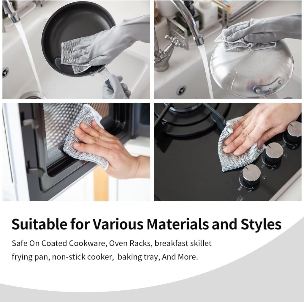 Stainless Steel Dish Scrubber – Heavy Duty Double-Sided Cleaning Pads