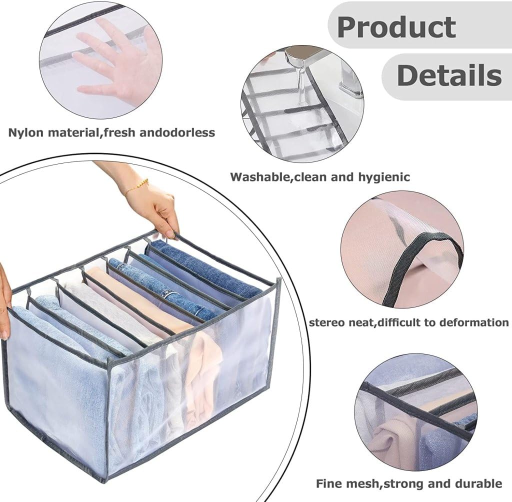 Drawer & Wardrobe Clothes Organizer – 7 Grid Foldable Storage Box