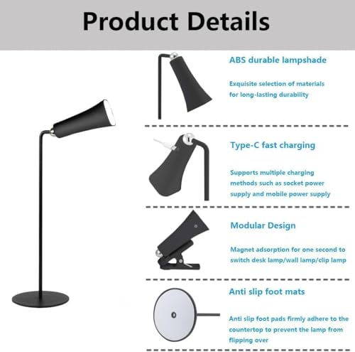 5-in-1 Rechargeable LED Table Lamp – Adjustable Brightness USB-C Study & Reading Light