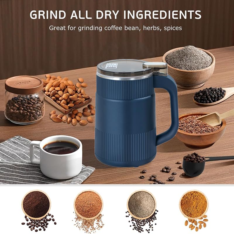Electric Spice Grinder with Handle – Stainless Steel Blade Coffee & Masala Grinder