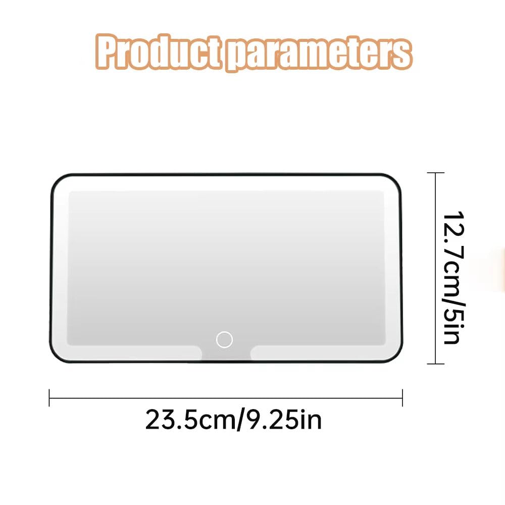 Car Vanity Mirror for Sun Visor, Clip-On Makeup Mirror with LED Light, Car Makeup Mirror for Travel and Daily Commute