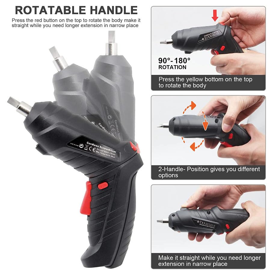 47-in-1 Cordless Electric Screwdriver Drill Kit – Rechargeable Mini Drill with LED Light