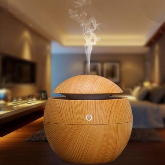 Wooden Cool Mist Humidifier & Essential Oil Aroma Diffuser with Colorful LED Light