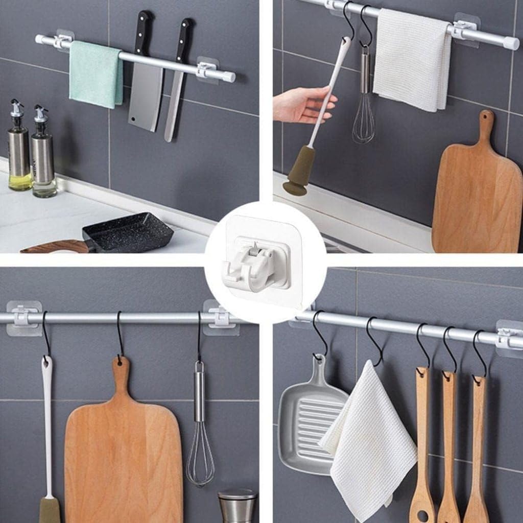 Self-Adhesive Curtain Rod Hooks – No-Drill Adjustable Wall Brackets
