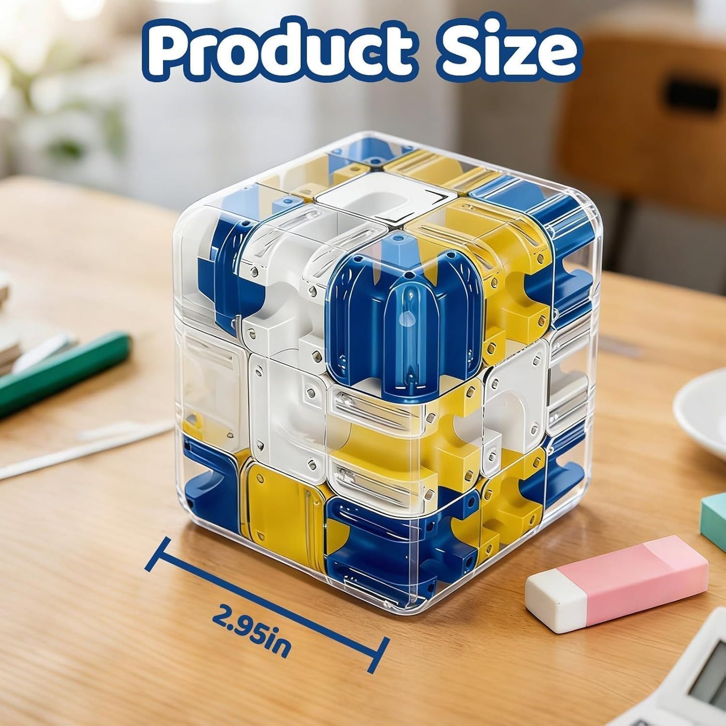 3D Rolling Ball Maze Cube Puzzle – Transparent Logic Brain Teaser