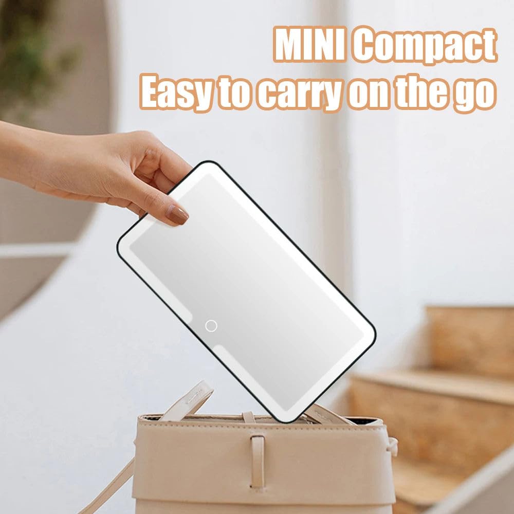 Car Vanity Mirror for Sun Visor, Clip-On Makeup Mirror with LED Light, Car Makeup Mirror for Travel and Daily Commute
