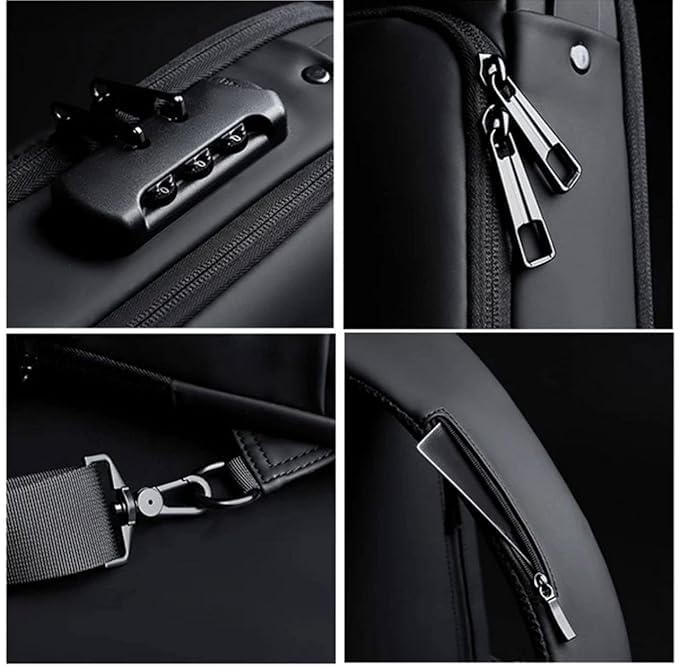 Premium Anti-Theft Crossbody Sling Bag with Number Lock, Waterproof Travel Chest Bag, Multi-Compartment Shoulder Pack for Phone, Wallet, Passport, Office, College and Daily Use