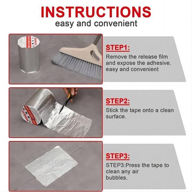 Waterproof Aluminium Butyl Tape 4 Inch x 5 Meter, Self-Adhesive Aluminium Foil Sealing Tape for Roof, Pipe, Gutter, Window Gap and Surface Crack Repair, Silver