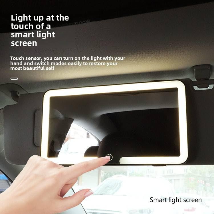 Car Vanity Mirror for Sun Visor, Clip-On Makeup Mirror with LED Light, Car Makeup Mirror for Travel and Daily Commute