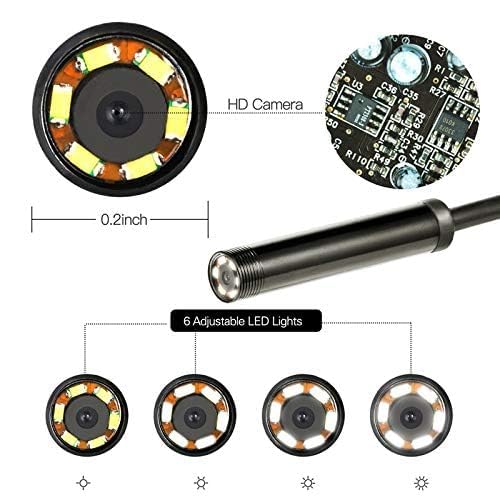 3-in-1 Mobile Endoscope HD Camera with LED Light, Waterproof Wired Inspection Camera for Ear Check, Pipe, Gap and Home Repair Use