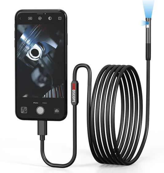3-in-1 Mobile Endoscope HD Camera with LED Light, Waterproof Wired Inspection Camera for Ear Check, Pipe, Gap and Home Repair Use