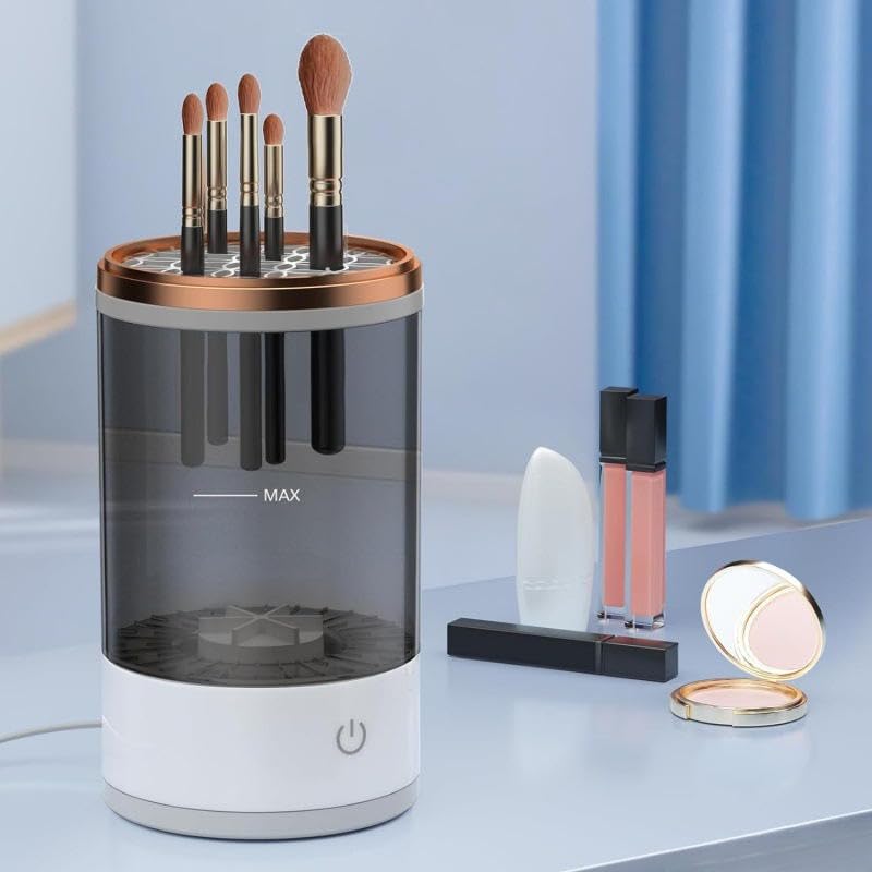 Rechargeable Makeup Brush Cleaner, Automatic Brush Cleaning Spinner Machine for Cosmetic Makeup Brushes, Portable Electric Cleaning Tool with USB Charging