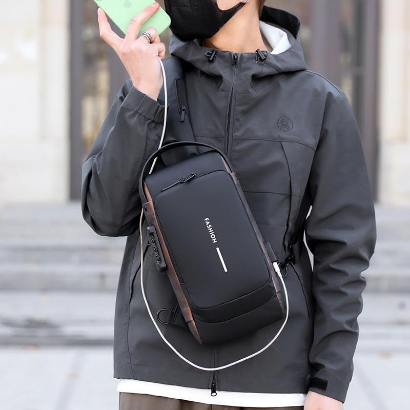 Premium Anti-Theft Crossbody Sling Bag with Number Lock, Waterproof Travel Chest Bag, Multi-Compartment Shoulder Pack for Phone, Wallet, Passport, Office, College and Daily Use
