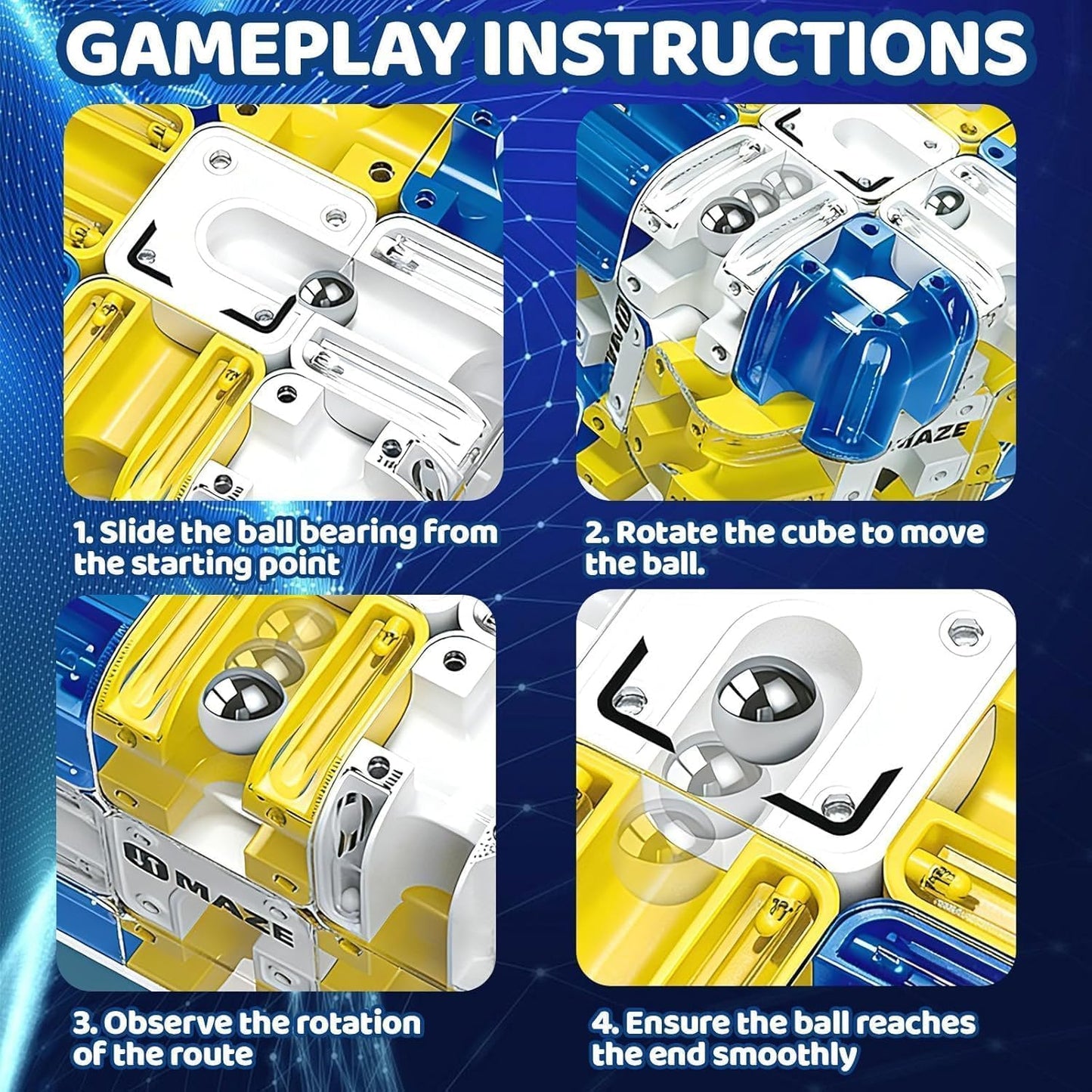 3D Rolling Ball Maze Cube Puzzle – Transparent Logic Brain Teaser