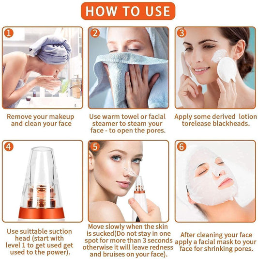 6 in 1 USB Rechargeable Blackhead Remover Pore Vacuum