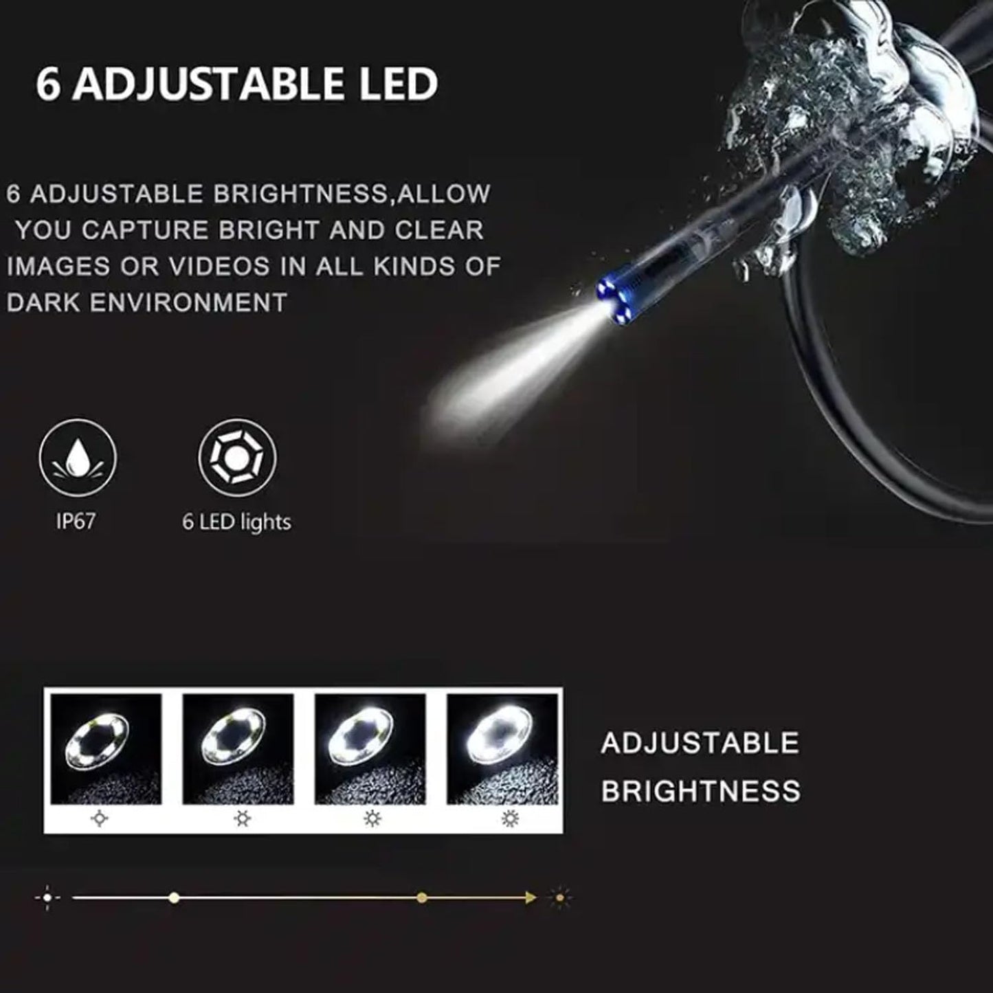 3-in-1 Mobile Endoscope HD Camera with LED Light, Waterproof Wired Inspection Camera for Ear Check, Pipe, Gap and Home Repair Use