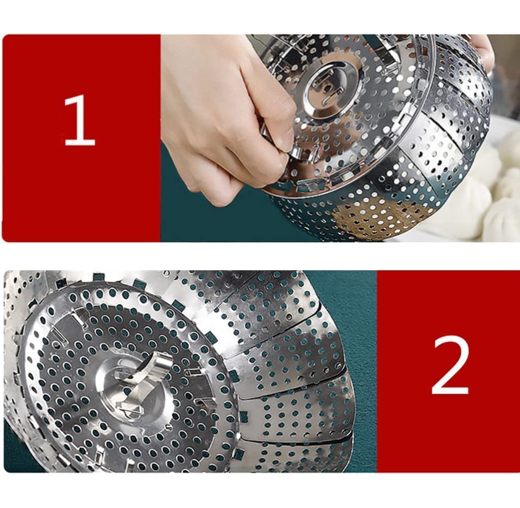 Vegetable Steamer Basket Expandable Stainless Steel Folding Steam Rack for Cooking Vegetables Momos Fruits Pasta and Pressure Cooker Use
