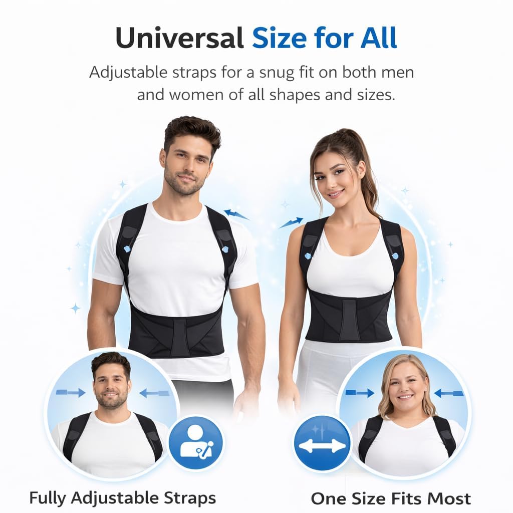 X-Cross Back Posture Corrector Belt, Adjustable Shoulder Support Brace, Breathable Neoprene Upper Back Support for Office Work, Study, Gaming and Daily Wear