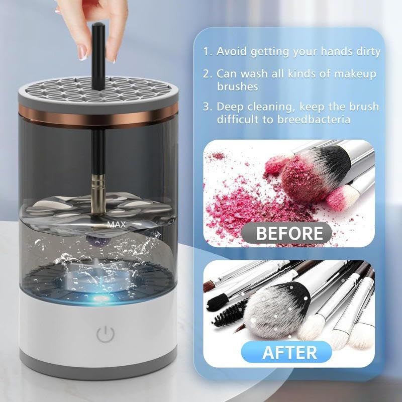 Rechargeable Makeup Brush Cleaner, Automatic Brush Cleaning Spinner Machine for Cosmetic Makeup Brushes, Portable Electric Cleaning Tool with USB Charging