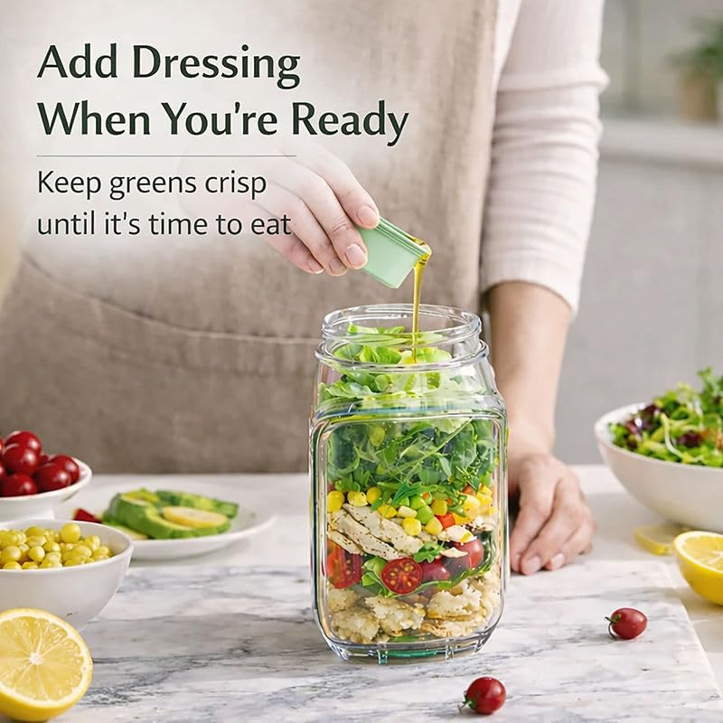 1.2 L Salad Container, Reusable Food Storage Container with Lid, Portable Lunch and Meal Prep Box for Office, Travel and Picnic