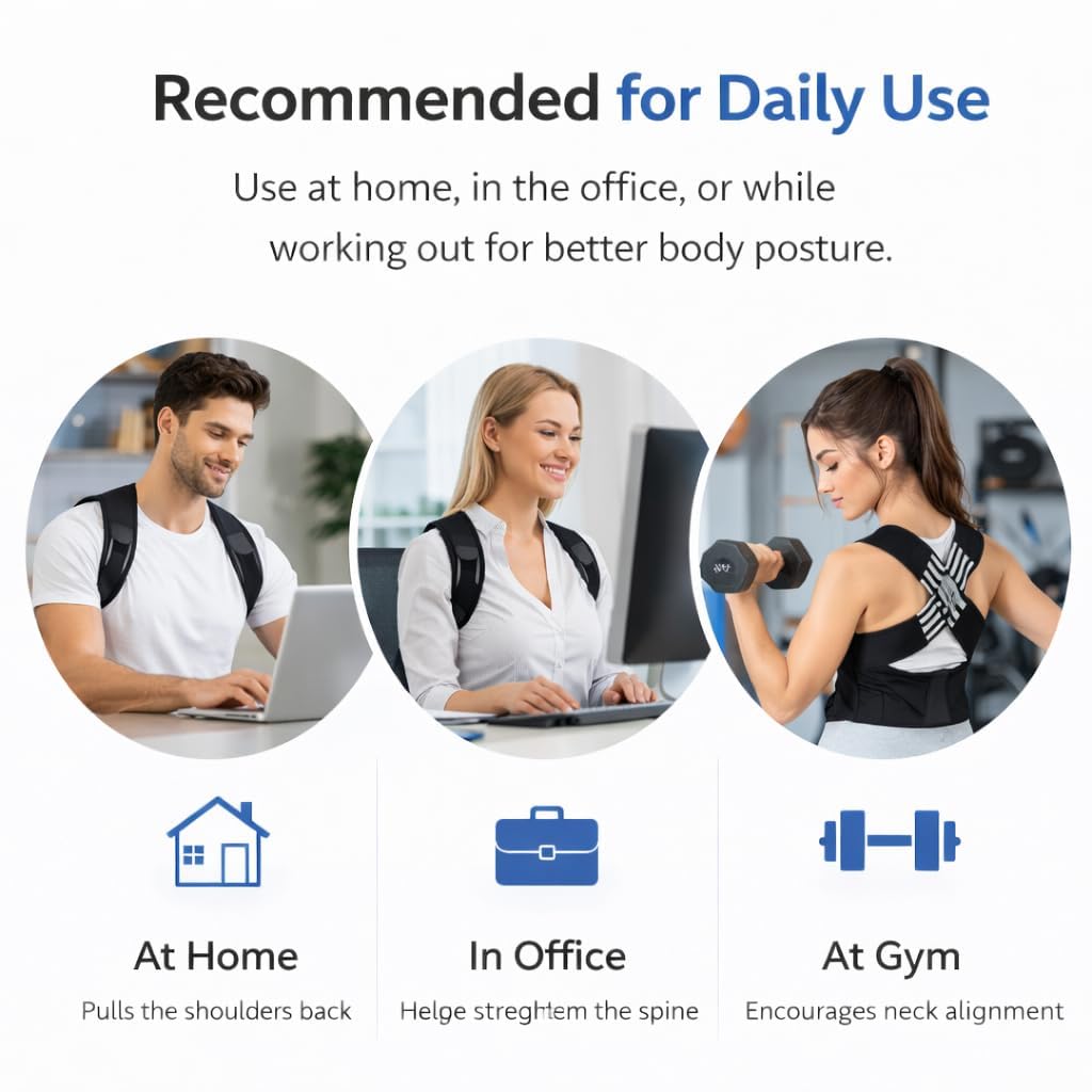 X-Cross Back Posture Corrector Belt, Adjustable Shoulder Support Brace, Breathable Neoprene Upper Back Support for Office Work, Study, Gaming and Daily Wear