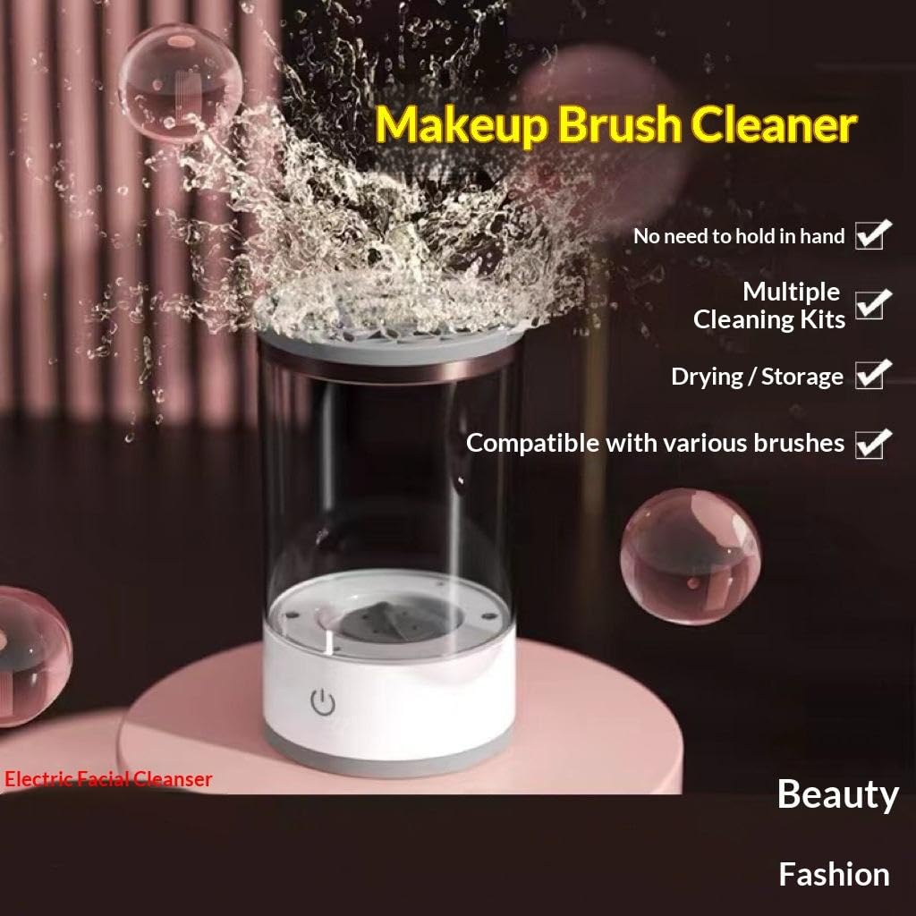 Rechargeable Makeup Brush Cleaner, Automatic Brush Cleaning Spinner Machine for Cosmetic Makeup Brushes, Portable Electric Cleaning Tool with USB Charging