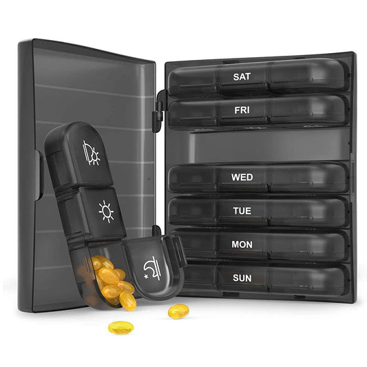 7 Day Pill Organizer Box – Weekly Medicine Storage Case with 3 Daily Compartments for Tablets, Capsules & Vitamins