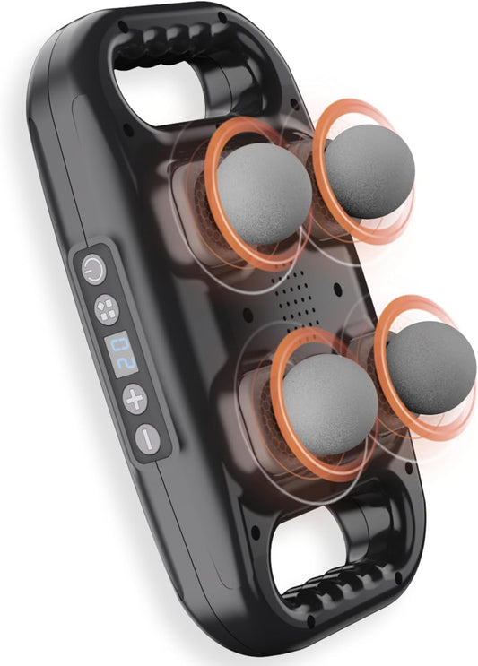 4-Head Back Massager for Pain Relief in Back, Rechargeable Electric Body Massager with 6 Massage Modes, 20 Intensity Levels, LED Display, Type-C Charging, Portable Vibration Massage Machine for Neck, Shoulder and Muscle Relaxation