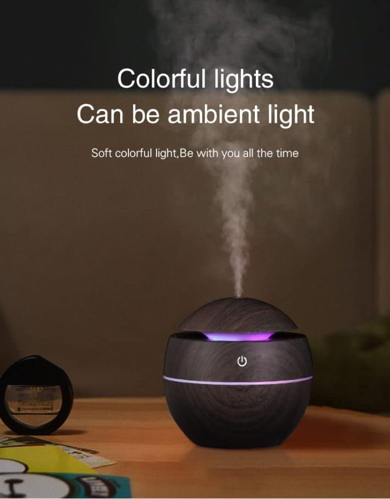 Wooden Cool Mist Humidifier & Essential Oil Aroma Diffuser with Colorful LED Light