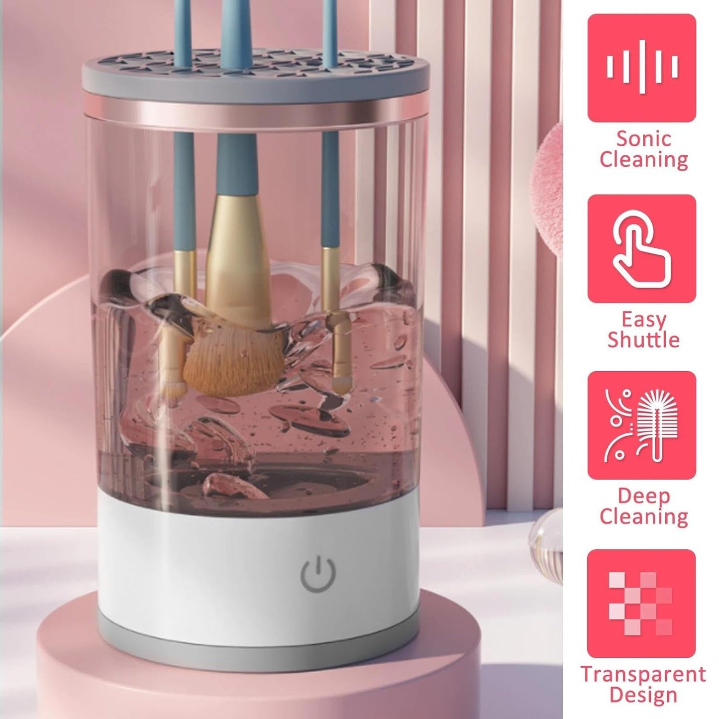 Rechargeable Makeup Brush Cleaner, Automatic Brush Cleaning Spinner Machine for Cosmetic Makeup Brushes, Portable Electric Cleaning Tool with USB Charging