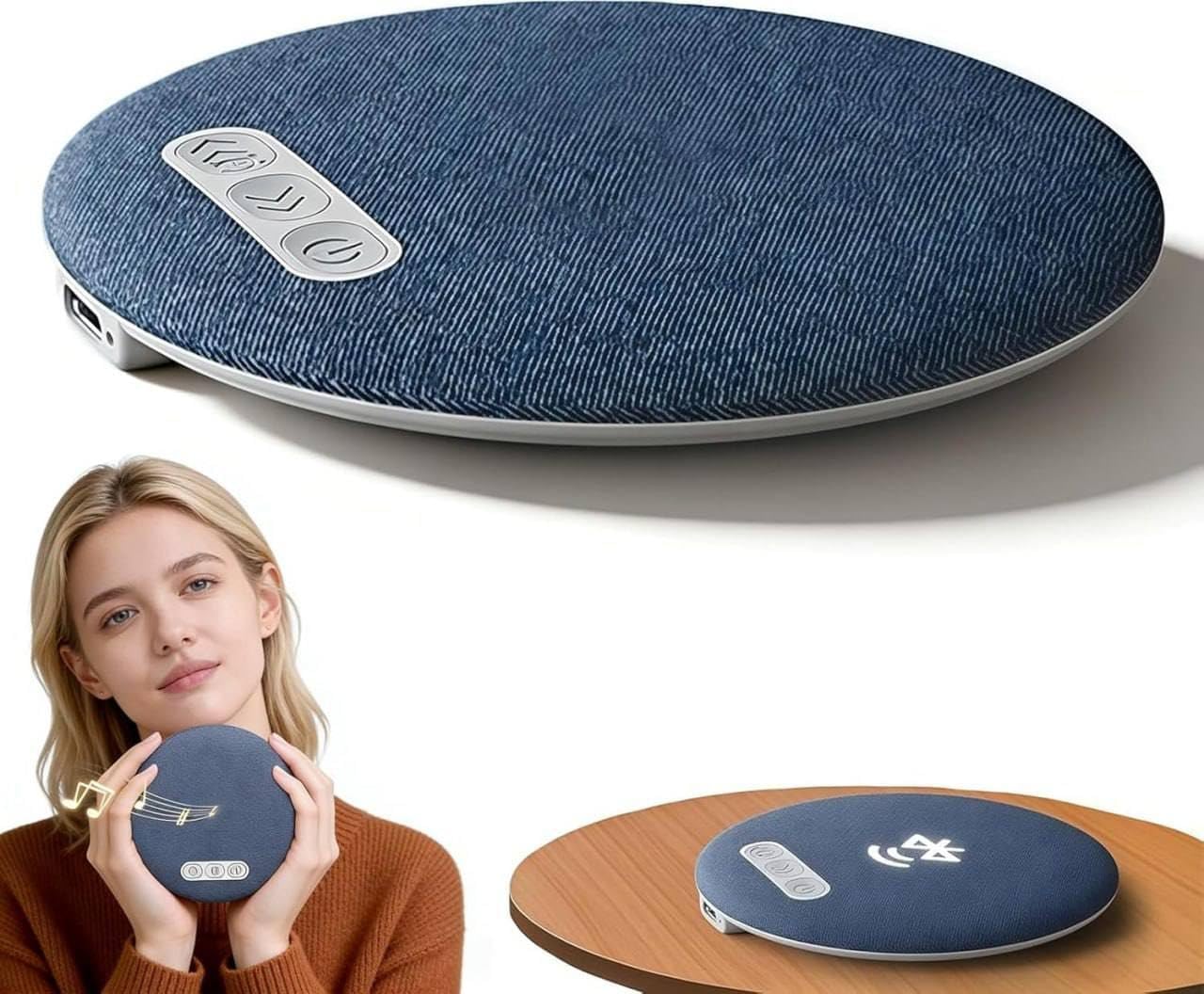 Sleeping Speaker Under Pillow, Portable Wireless Bluetooth Pillow Speaker, Ultra Thin Audio Device for Side Sleepers, Bedtime Music, White Noise, 30/60/90 Minute Timer, USB Rechargeable
