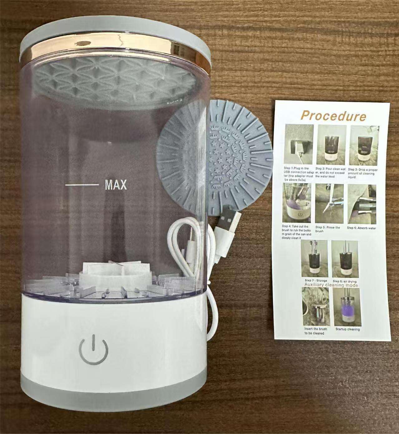 Rechargeable Makeup Brush Cleaner, Automatic Brush Cleaning Spinner Machine for Cosmetic Makeup Brushes, Portable Electric Cleaning Tool with USB Charging