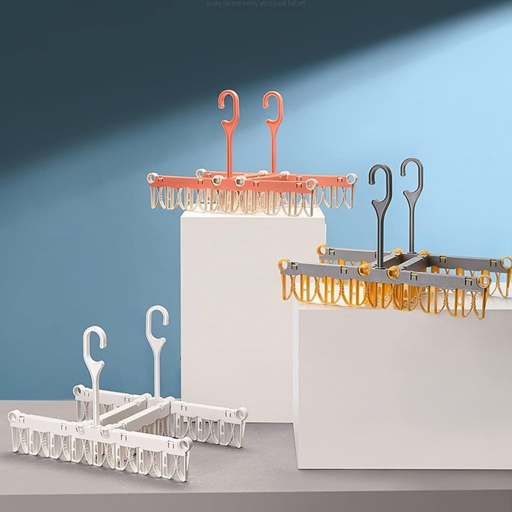 Rotating Clothes Hanger with Clips – Space-Saving Peg Hanger for Socks, Underwear & Towels
