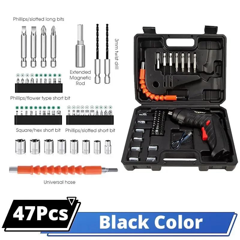 47-in-1 Cordless Electric Screwdriver Drill Kit – Rechargeable Mini Drill with LED Light