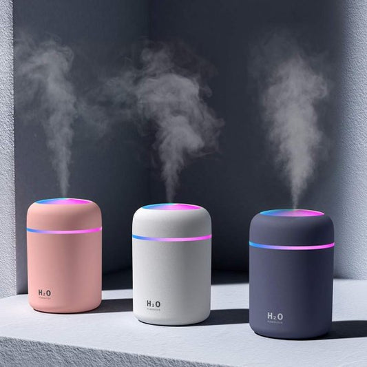 Portable Night Light Quiet Auto Shut Off 2 Mist Modes Colorful Cool 300mL Car Mist Mini Humidifier, Aroma Essential USB Personal Desktop Cool Humidifier for Car, Office Room, Bedroom, Study Room, lounge room, yoga, spa, etc.