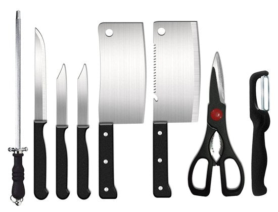 Knife Set and Scissor, Piece Stainless Steel Kitchen Knife Knives Set with Knife Scissor, Knife Sets (8 Piece Include)