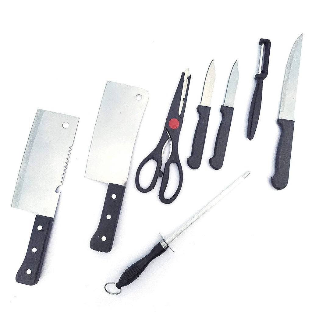 Knife Set and Scissor, Piece Stainless Steel Kitchen Knife Knives Set with Knife Scissor, Knife Sets (8 Piece Include)