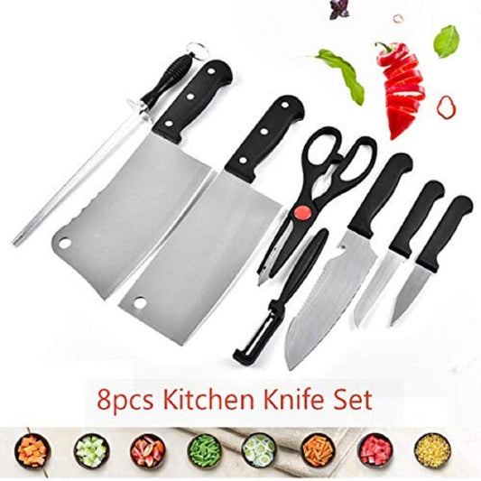 Knife Set and Scissor, Piece Stainless Steel Kitchen Knife Knives Set with Knife Scissor, Knife Sets (8 Piece Include)