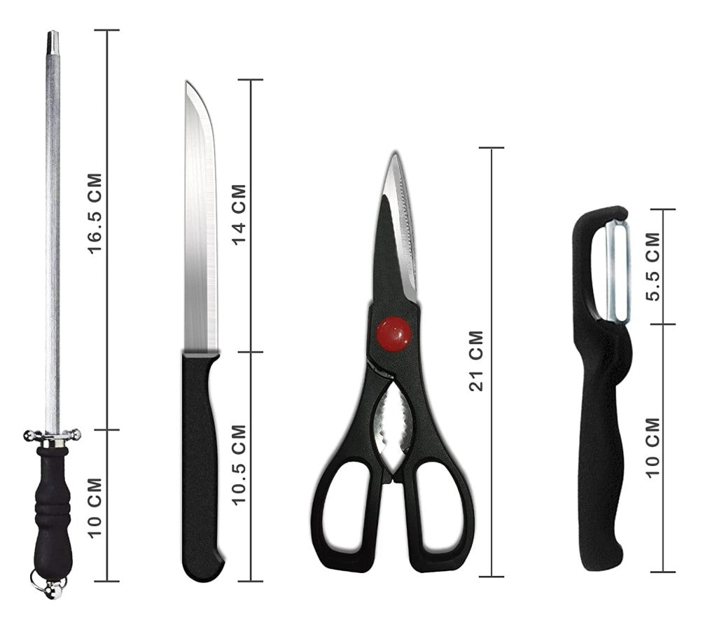 Knife Set and Scissor, Piece Stainless Steel Kitchen Knife Knives Set with Knife Scissor, Knife Sets (8 Piece Include)