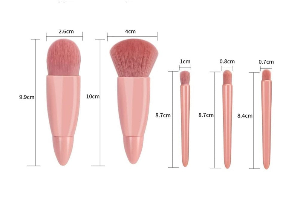 Mini Makeup Brush Set, Portable Mini Makeup Brush Case, Professional Travel Makeup Brush Set, Professional Travel Makeup Brush Set, Comes with Mirror, Ladies Face Eyebrow Blush and Lip Gloss.