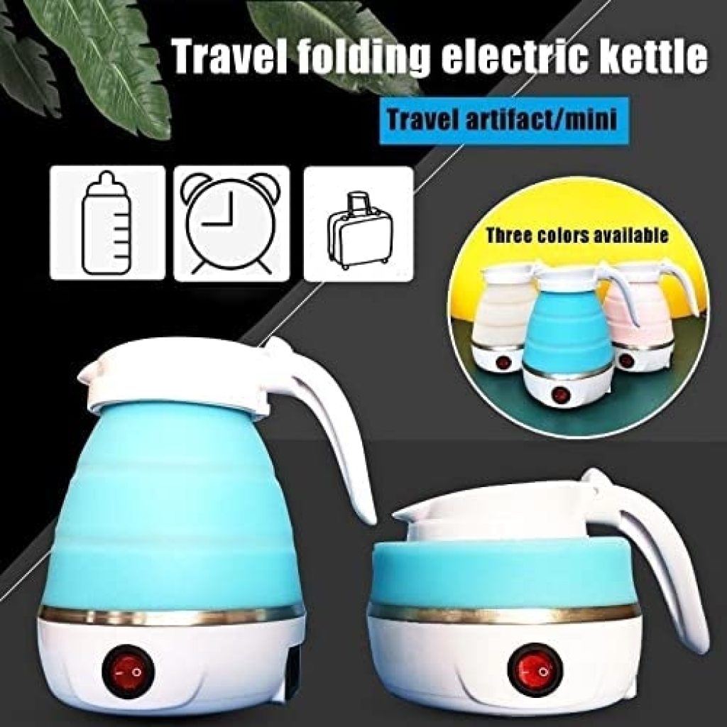 Travel Folding Electric Kettle, Fast Boiling, Beautiful Design Collapsible, Portable Electric Kettle, 600ml Boil Dry Protection, 100-240V Food Grade Silicone Foldable Kettle