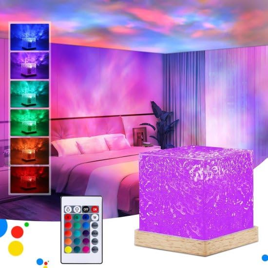 Ocean Wave Projector Lamp with 3D Water Wave Effect & Warm LED Light